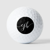 Elegantes Handwriting-Skript Weiß auf Schwarz-Mono Golfball (Vorderseite)