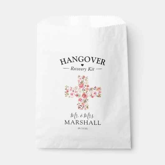 Elegantes Hangover Erholung Kit | Rosa Floral Geschenktütchen (Vorderseite)