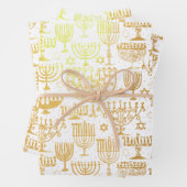 Elegantes Hanukah-Menorah-Muster Folien Packpapier Blatt (Beispiel)
