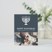 Elegantes Hanukkah Foto Postkarte (Stehend Vorderseite)