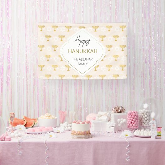 Elegantes Hanukkah Holiday Pattern Gold Banner (Party)