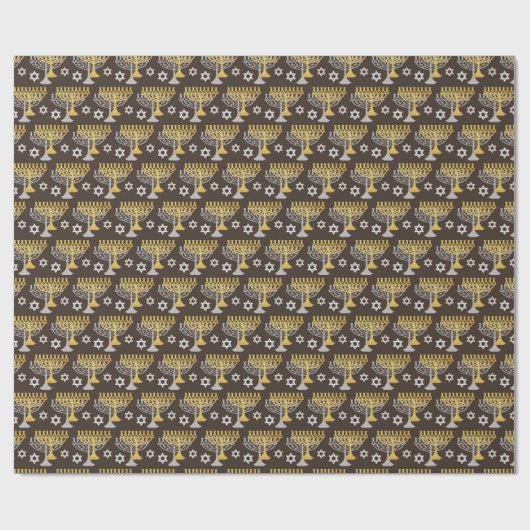 Elegantes Hanukkah Holiday Pattern Gold Geschenkpapier (Flach)