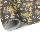 Elegantes Hanukkah Holiday Pattern Gold Geschenkpapier (Rolleneckpunkt)