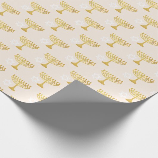 Elegantes Hanukkah Holiday Pattern Gold Geschenkpapier (Ecke)
