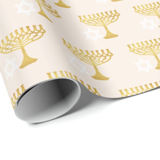 Elegantes Hanukkah Holiday Pattern Gold Geschenkpapier (Rolleneckpunkt)