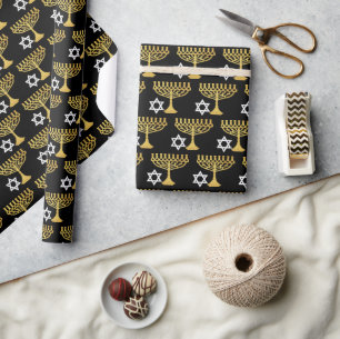 Elegantes Hanukkah Holiday Pattern Gold Geschenkpapier