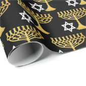 Elegantes Hanukkah Holiday Pattern Gold Geschenkpapier (Rolleneckpunkt)