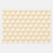 Elegantes Hanukkah Holiday Pattern Gold Geschenkpapier Set (Vorderseite)
