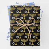 Elegantes Hanukkah Holiday Pattern Gold Geschenkpapier Set (Beispiel)