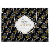 Elegantes Hanukkah Holiday Pattern Gold Große Geschenktüte (Vorderseite)