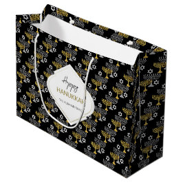 Elegantes Hanukkah Holiday Pattern Gold Große Geschenktüte