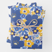Elegantes Hanukkah Muster Gelb und Blau Geschenk Geschenkpapier Set (Beispiel)