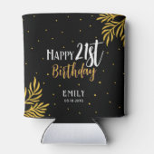 Elegantes Happy 21. Geburtstag Gold Foliage Party Dosenkühler (Rückseite)