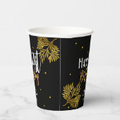 Elegantes Happy 21. Geburtstag Gold Foliage Party Pappbecher (Rechts)