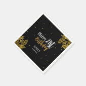 Elegantes Happy 21. Geburtstag Gold Foliage Party Serviette (Ecke)