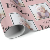 Elegantes Happy Birthday Custom Foto Modernes Must Geschenkpapier (Rolleneckpunkt)