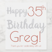 Elegantes Happy Birthday Design Weinetikett (Einzelnes Label)