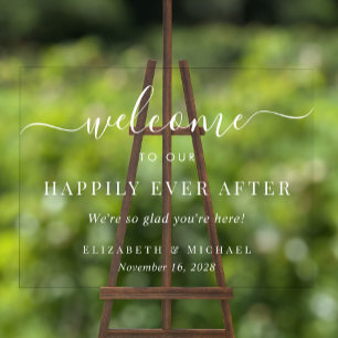 Elegantes Happy End Hochzeitswillkommen Acrylschild
