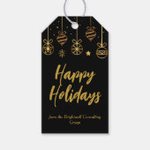 Elegantes Happy Holidays Black Gold Custom Busines Geschenkanhänger (Vorderseite)