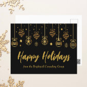 Elegantes Happy Holidays Black Gold Custom Busines Postkarte