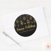 Elegantes Happy Holidays Black Gold Custom Busines Runder Aufkleber (Umschlag)