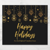 Elegantes Happy Holidays Black Gold Custom Party Bierflaschenetikett (Einzelnes Label)