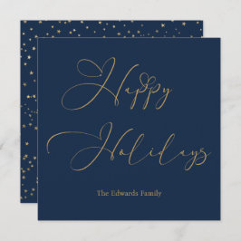 Elegantes Happy Holidays Gold Calligraphy Herz Feiertagskarte
