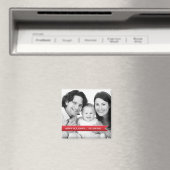 Elegantes Happy Holidays Red Ribbon Family Foto Magnet (In Situ (Geschirrspüler))