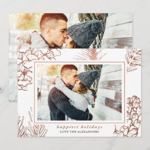 Elegantes Happy Holidays Rustic Pattern Foto Feiertagskarte