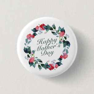 Elegantes Happy Mother's Day Floral Wreath Button