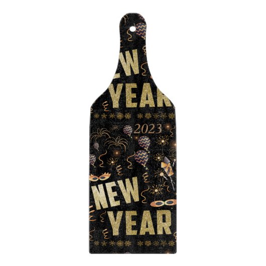 Elegantes Happy New Year 2023,Gold Glitzer Festive Schneidebrett (Vorderseite)