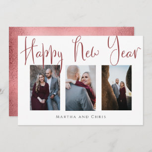 Elegantes Happy New Year Rose Gold Foto Collage