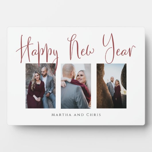 Elegantes Happy New Year Rose Gold Foto Collage Fotoplatte (Vorderseite)