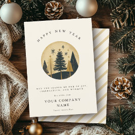 Elegantes Happy New Year Warm Pine Forest Business Feiertagskarte
