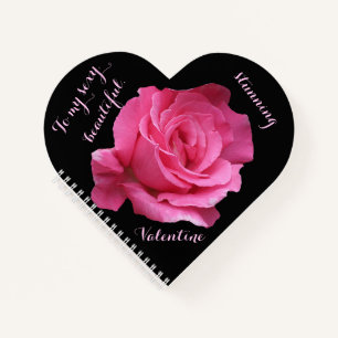 Elegantes Happy Valentine rosa Rose schwarzes Lieb Notizblock
