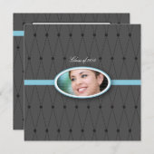 Elegantes Harlekin-Muster: Blau Einladung (Vorne/Hinten)