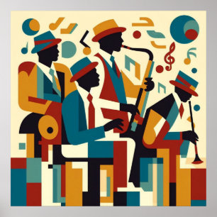 Elegantes Harlem-Renaissance-Abstraktes-Jazz-Quart Poster