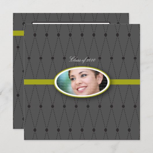 Elegantes Harlequin-Muster:Grün Einladung (Vorne/Hinten)