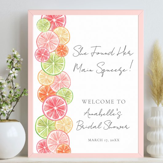 Elegantes Haupt Squeeze Citrus Brautparty Willkomm Poster