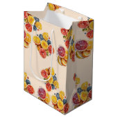 Elegantes Hauptpresse Zitrusfrüchte Hochzeit Braut Mittlere Geschenktüte (Vorderseite Schrägansicht)