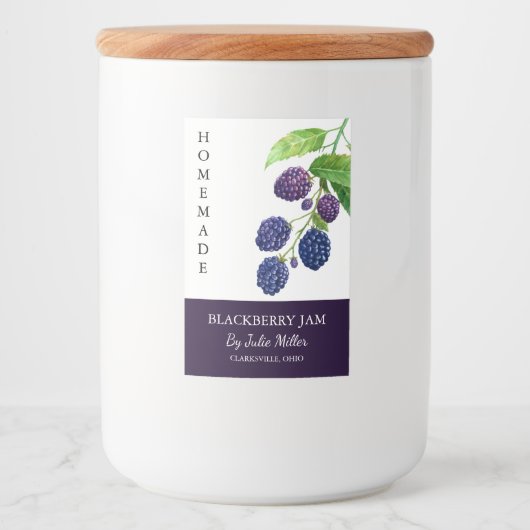 Elegantes, hausgemachtes BlackBerry-Jam-Label Lebensmitteletikett (Vorderseite)