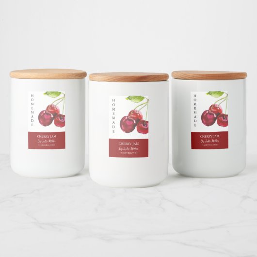 Elegantes hausgemachtes Cherry-Jam-Label Lebensmitteletikett (Flaschen)