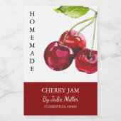Elegantes hausgemachtes Cherry-Jam-Label Lebensmitteletikett (Einzelnes Label)