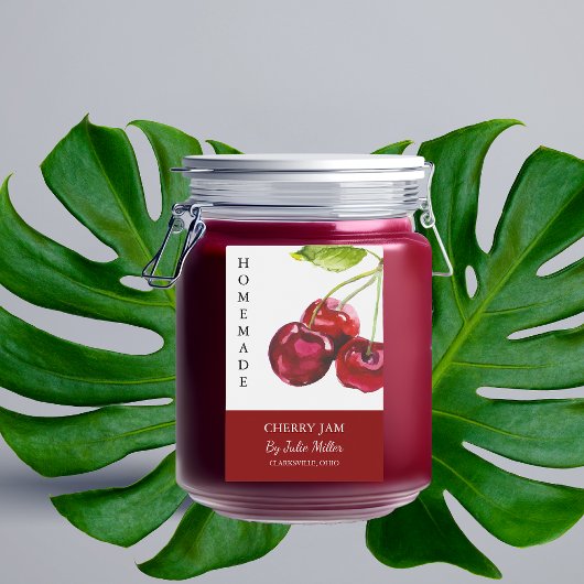 Elegantes hausgemachtes Cherry-Jam-Label Lebensmitteletikett