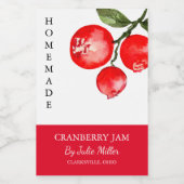 Elegantes hausgemachtes Cranberry-Jam-Label Lebensmitteletikett (Einzelnes Label)