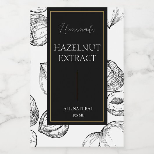 Elegantes, hausgemachtes Hazelnut-Extraktionslabel Weinetikett (Einzelnes Label)