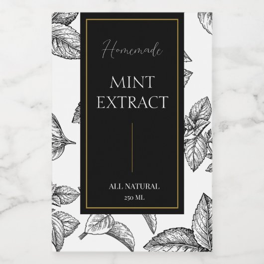 Elegantes, hausgemachtes Minze-Extract-Label Weinetikett (Einzelnes Label)