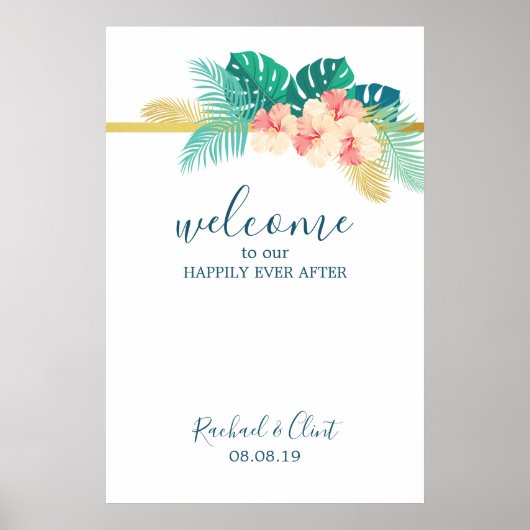 Elegantes Hawaiianisches Hochzeitstipendium Poster (Vorne)