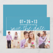 Elegantes Heart Blue Save the Data mit Fotos Date (Vorne/Hinten)