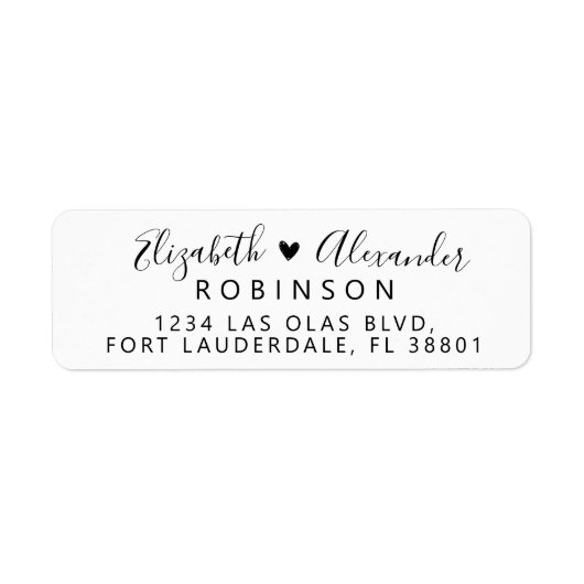 Elegantes Heart Script - Rücksendeadresse (Vorne)